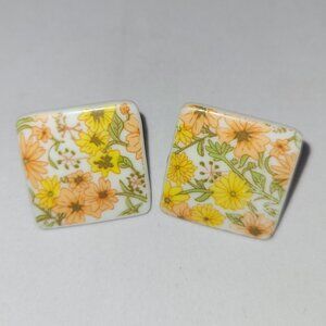 Floral Resin Earrings * Flower Earrings * Floral Jewelry * Resin Jewelry Square